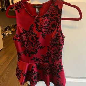 Forever 21 peplum velvet top with floral design